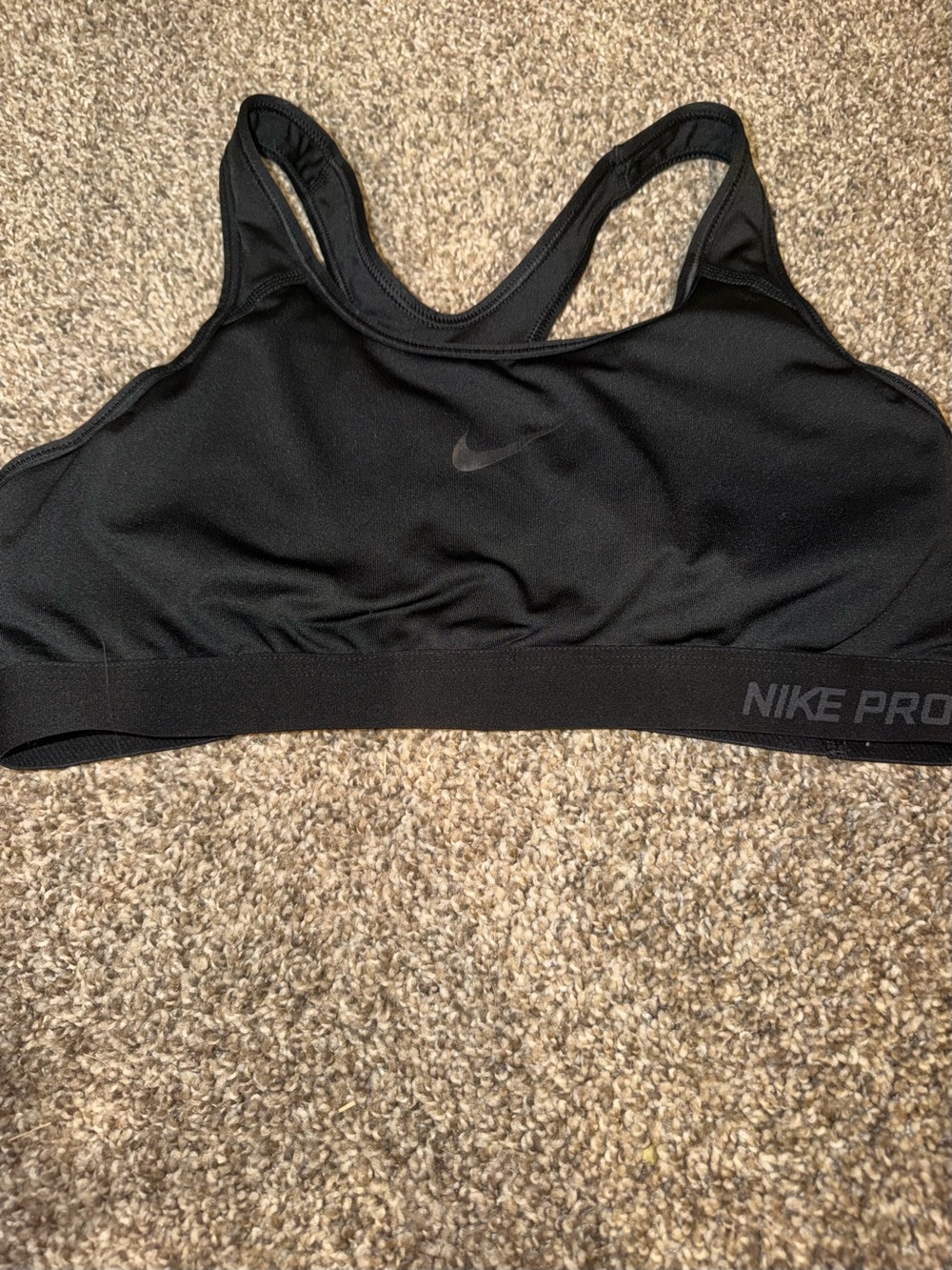 Nike Pro Dri-FIT Black Racerback Sports Bra Pullover Medium Support Size L